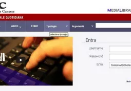 La home page del portale Media Library On Line (http://sbc.medialibrary.it) da dove di effettua il login di accesso