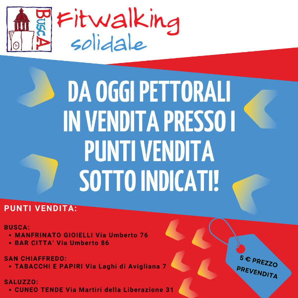 Aperte le iscrizioni alla nona Fitwalking solidale Busca Aperte le iscrizioni alla nona Fitwalking solidale Busca