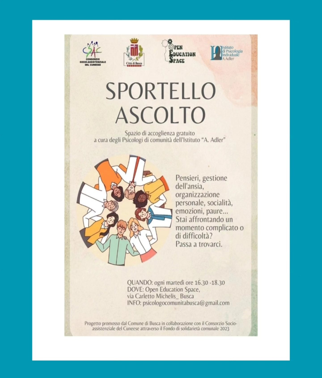 Lo psicologo di comunità ogni martedì pomeriggio è a disposizione di tutti
