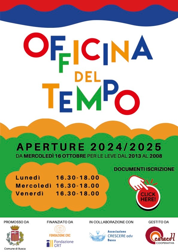 L’orario dello spazio aggregativo, riservato ai giovani delle leve dal 2013 al 2008, è dalle ore 16.30 alle ore 18.00 al lunedì, mercoledì e venerdì L’orario dello spazio aggregativo, riservato ai giovani delle leve dal 2013 al 2008, è dalle ore 16.30 alle ore 18.00 al lunedì, mercoledì e venerdì