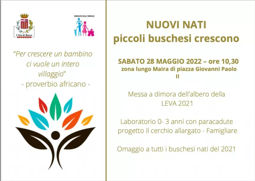 Sabato 28 maggio, nella Giornata del gioco libero all’aperto (istituita dalla Regione Piemonte), sarà messo a dimora l’albero dedicato ai bambini della leva 2021