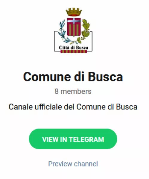 Tutti i cittadini sono invitati  ad iscriversi su Telegram al canale Comune di Busca: il servizio è gratuito ed anonimo e permette di ricevere segnalazioni utili alla vita quotidiana