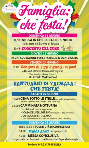 Incontri ed eventi a Saluzzo e Busca-Valmala per le famiglie