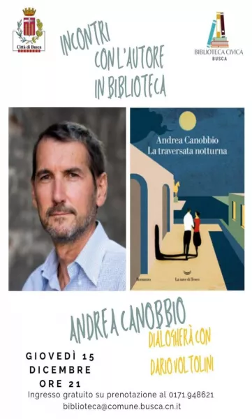 Giovedì prossimo alle ore 21 per gli “Incontri con gli autori in biblioteca”, Andrea Canobbio