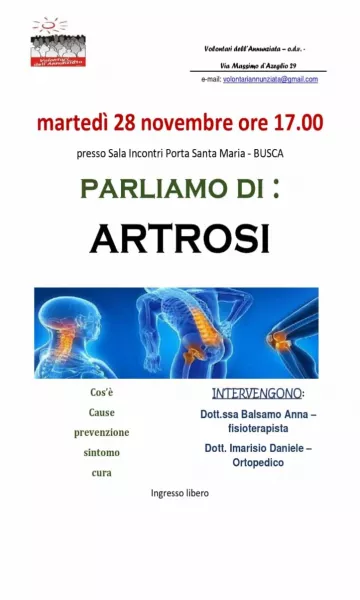 Il 28 novembre incontro sull'artrosi