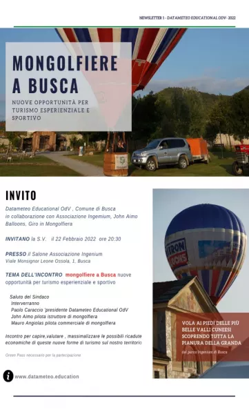 Martedì 22 febbraio alle ore 20,30 nel salone dell'associazione Ingenium una serata per valutare nuove opportunità di turismo esperienziale e sportivo