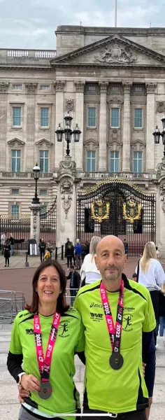 Massimo Cazzalini e Ilaria Airoldi dopo la Maratona di Londra
