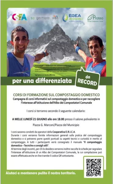 Compostaggio domestico lunedì a Melle per i residenti a Valmala