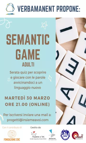 Il 30 marzo alle ore 21 gioco online per adulti dal titolo Semantic game