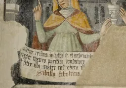 La sibilla Tiburtina (opera dei Biazaci ad Albenga): donando il  volume alla Città di Busca l'assocazione pone a simbolo del gesto la Sibilla, in quanto, secondo la tradizione, ella offrì a Roma  i preziosi Libri Sibillini