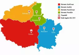 Il territorio dell'Asl CN1 diviso in 4 distretti
