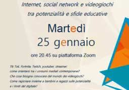 Martedì 25 gennaio alle ore 20,45 sulla piattaforma Zoom Internet, social network e videogiochi tra potenzialità e sfide educati