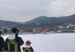 Sabato scorso il Drago' dei vigili del fuoco sulla pista elisoccorso al campo sportivo