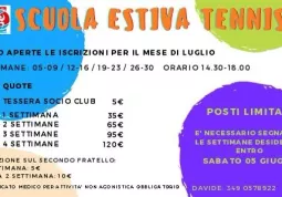 Scadono sabato 5 giugno le iscrizioni alla scuola estiva di tennis