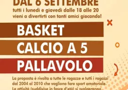 Nuovi corsi di basket, calcio a 5 e pallavolo