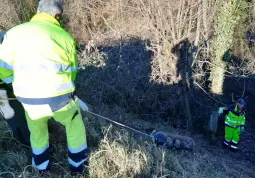 Raccolta rifiuti per le strade - Volontari Protezione civile comunale