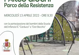 Sarà inaugurato  mercoledì 13 aprile alle ore 9,30 il nuovo un parco-giochi del parco della Resistenza