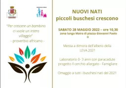 Sabato 28 maggio, nella Giornata del gioco libero all’aperto (istituita dalla Regione Piemonte), sarà messo a dimora l’albero dedicato ai bambini della leva 2021