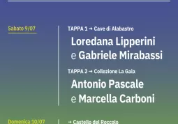 Sabato 9 e domenica 10 luglio la rassegna di letteratura e musica propone esperienze intime e uniche alle cave di Alabastro, alla collezione La Gaia e al parco del Castello del Roccolo. Ospiti Loredana Lipperini con Gabriele Mirabassi, Antonio Pascale con Marcella Carboni con Gabriele Mirabassi e Paolo Fresu. Prenotazioni  su ticket.it.