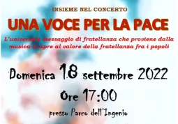 Concerto 'Una voce per la pace' domenica 18 settembre