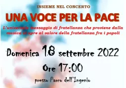 Concerto 'Una voce per la pace' domenica 18 settembre