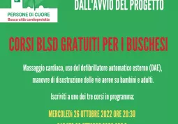 I corsi BLSD gratuiti si terranno mercoledì 26 ottobre,  sabato 29 ottobre, lunedì 21 novembre alle ore 20,30. Le iscrizioni si ricevono fin d’ora all’indirizzo  blsd@cribusca.it