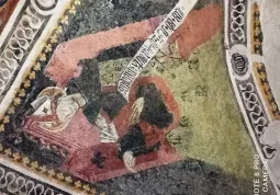 Una delle quattro vele dopo il restauro con san Gregorio