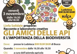  Venerdì 3 novembre dalle ore 16,30 alle 18,30 nella ludoteca Bim Bum Bam (via Carletto Michelis) si terrà l’iniziativa dal titolo Gli amici delle api