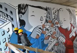 Il murales del grande atrio firmato dallo street-artist Millo