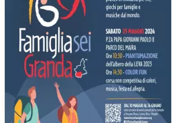 Domenica prossima, 19 maggio, A tavola col mondo e sabato 25 maggio: al mattino la Festa dei nuovi nati, con la piantumazione dell'albero della leva 2023, nel pomeriggio la Color fun