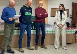 A partire da destra: il vicepresidente Angelo Pasero, il presidente Davide Galliano, il sindaco Ezio Donadio e la vicesindaca Beatrice Aimar