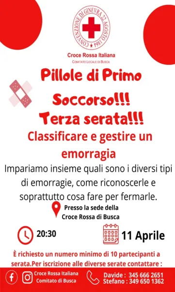 Classificare e gestire un’emorragia: una lezione della Cri l'11 aprile