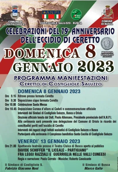 Domenica 8 gennaio la celebrazione del 79°  anniversario dell'eccidio di Ceretto