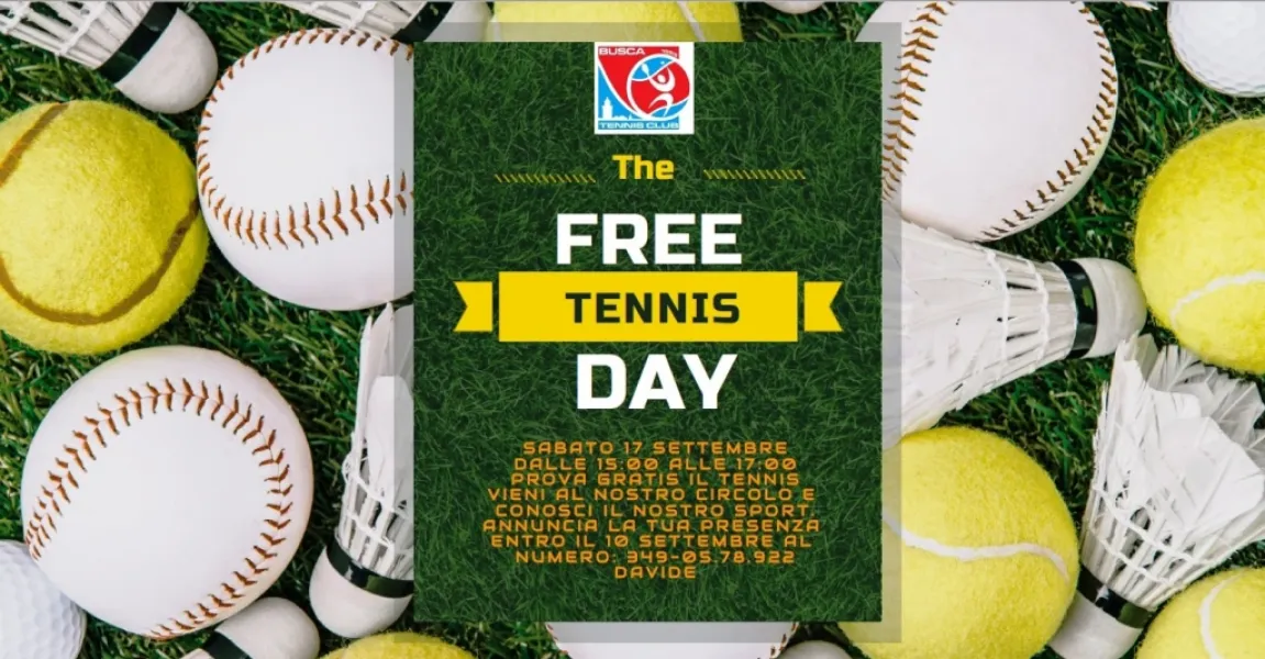 Sabato 17 settembre dalle ore 15 alle 17 pomeriggio di approccio al tennis