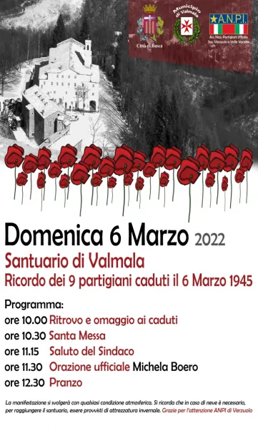 Domenica 6 marzo la commemorazione dell'eccidio di Valmala