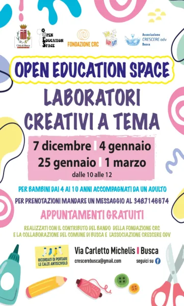 Laboratori creativi per bambini nell'Open education space 