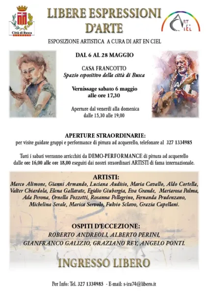 Da sabato 6 maggio  “Libere espressioni d’arte” in Casa Francotto