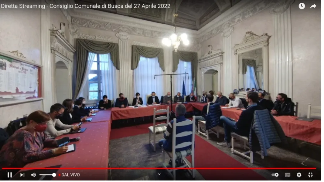 Le sedute  del consiglio comunale sono trasmesse in streaming sul canale YouTube del Comune di Busca