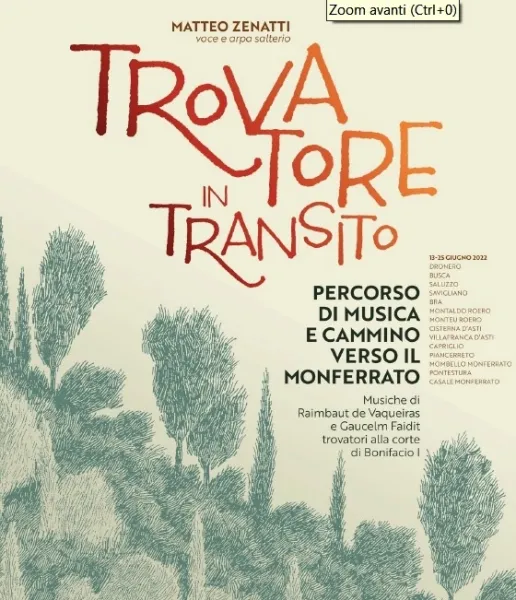 Matteo Zenatti  alle ore 19 nelle serre monumentali del castello del Roccolo. Ingresso gratuito