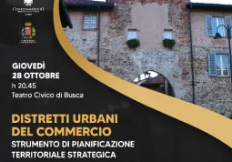 Giovedì 28 ottobre alle ore 20,45 al Teatro Civico incontro con cittadini e imprese per il Distretto urbano del commercio
