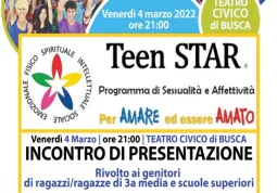 Il percorso formativo Teen Star sarà spiegato ai genitori venerdì 4 marzo alle ore 21 nel Teatro Civico