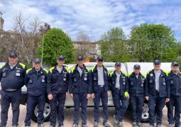 Alcuni dei volontari di Protezione civile con l'assessore Ezio Donadio e con il consigliere comunale Elio Campana