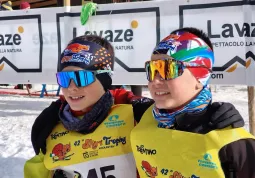 I due giovani fondisti premiati Edoardo Lanternino e Gabriele Dutto