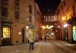 Ieri sera il centro città sotto la nevicata